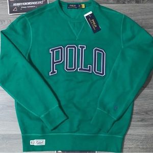 POLO RALPH LAUREN Men’s Green Embroidered Big POLO LOGO Crewneck Sweatshirt NWT